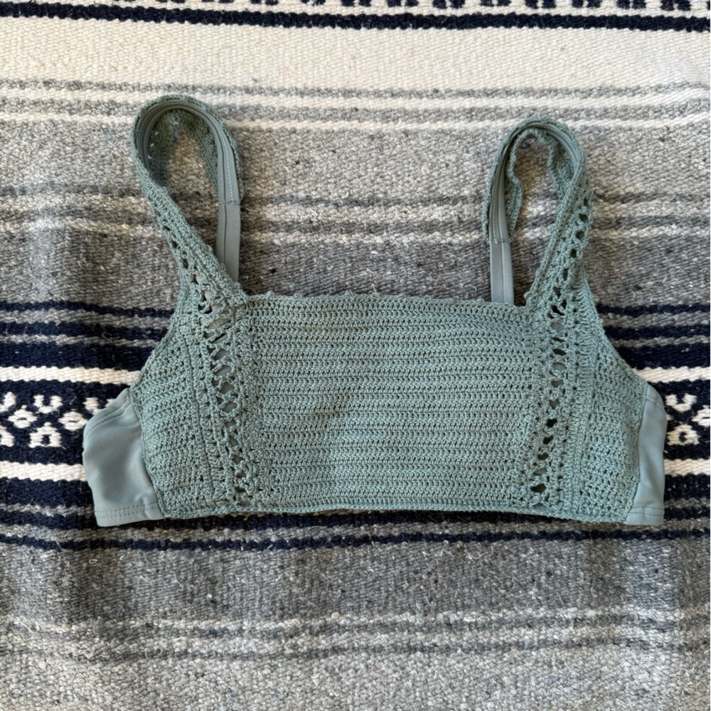 Crochet Bralette Swim Top - Sage Green